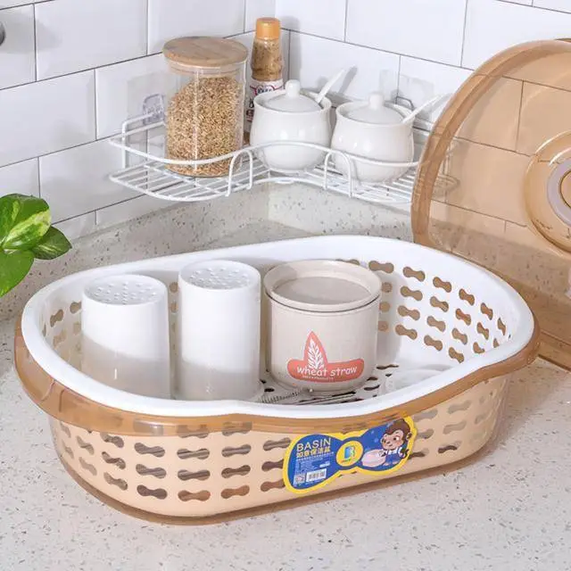 Drainage Baskets, Storage Basket with Built-in Drainage Screen 1