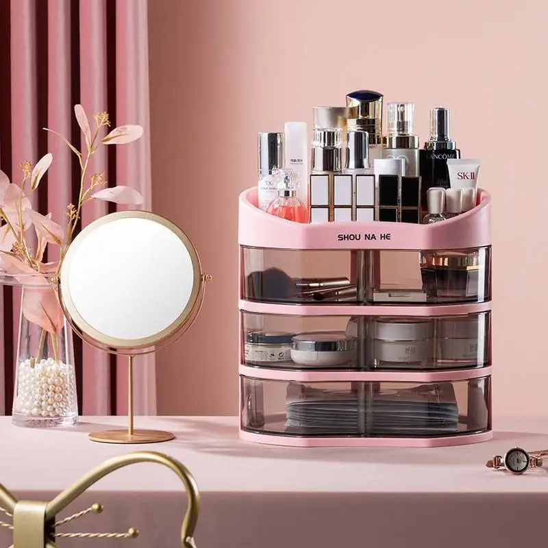 Multi Layer Transparent Desktop Item Storage Box, Women's Cosmetics Box 1