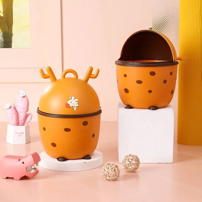 Cartoon Cute Flip Cover Little Deer Trash Bin 1