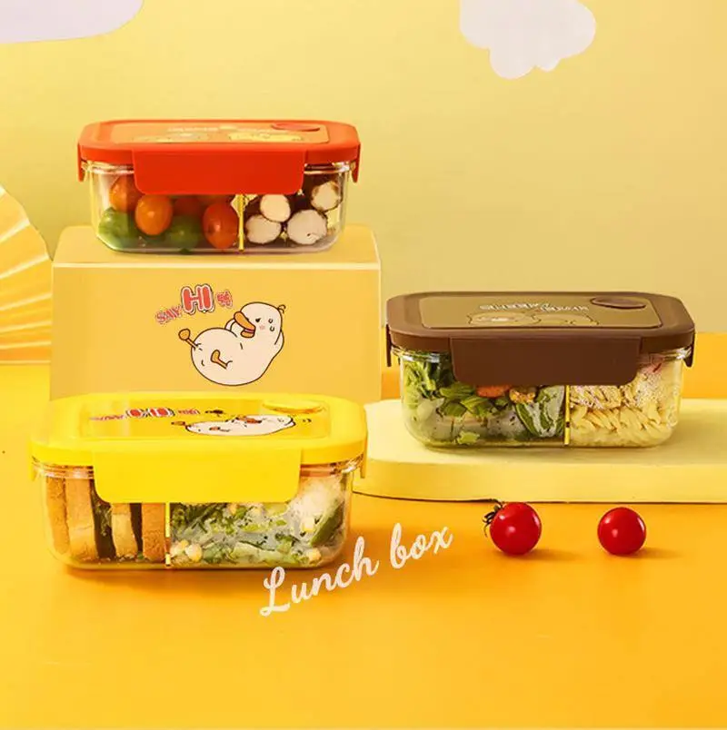 Double Compartment Cartoon Children's Lunch Box, Available in Three Colors 1