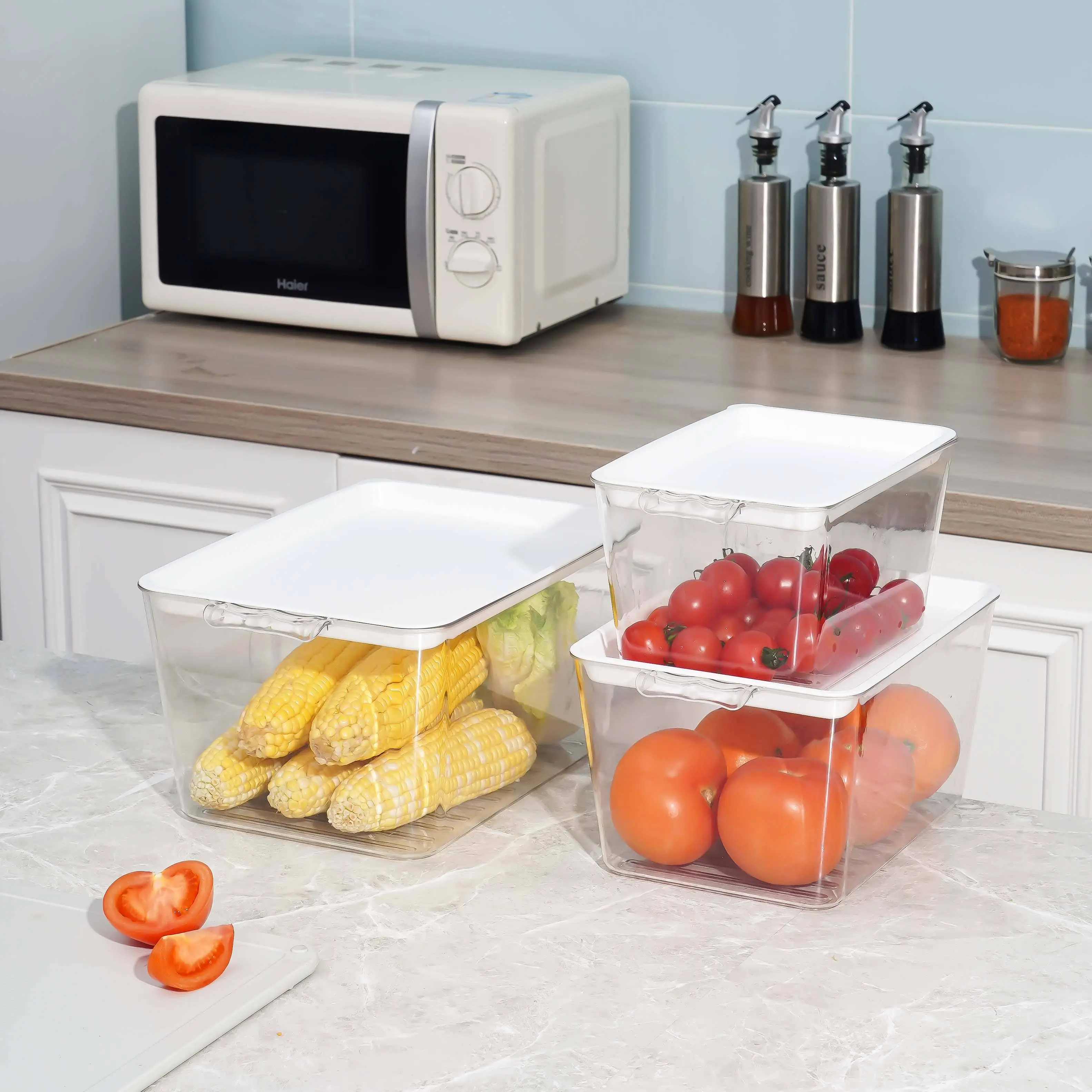 PET Vegetable and Fruit Transparent Storage Box, Kitchen Refrigerator Storage Box 1