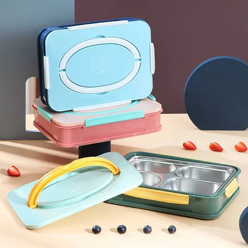 High Quality Four-Compartment Layered Lunch Box with Stainless Steel Inner Layer 1