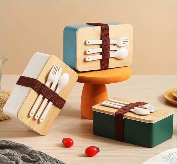 Japanese Style Bamboo and Wood Lid Minimalist Lunch Box 1