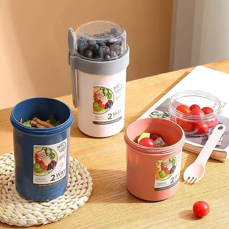 Double-layer Sealed Salad Cup (Upper Layer 230ml+Lower Layer 560ml) 1