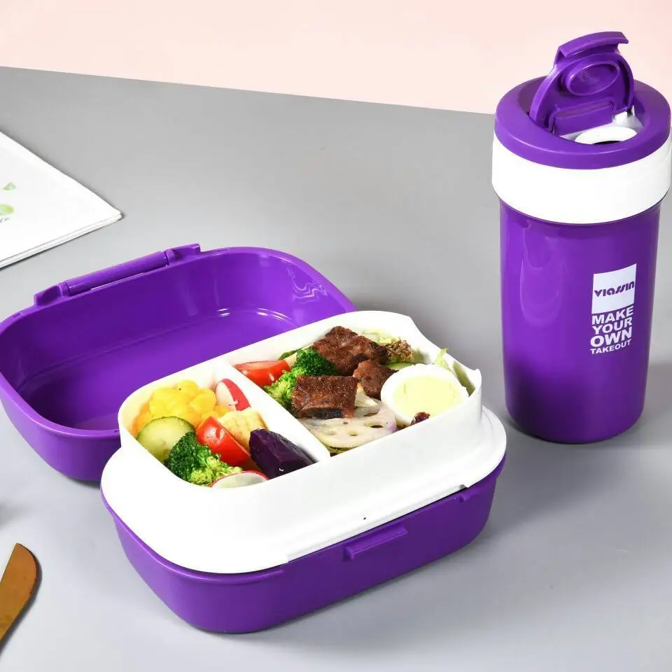 Rectangular Double-Layer 3-Grid Microwave Lunch Box 1