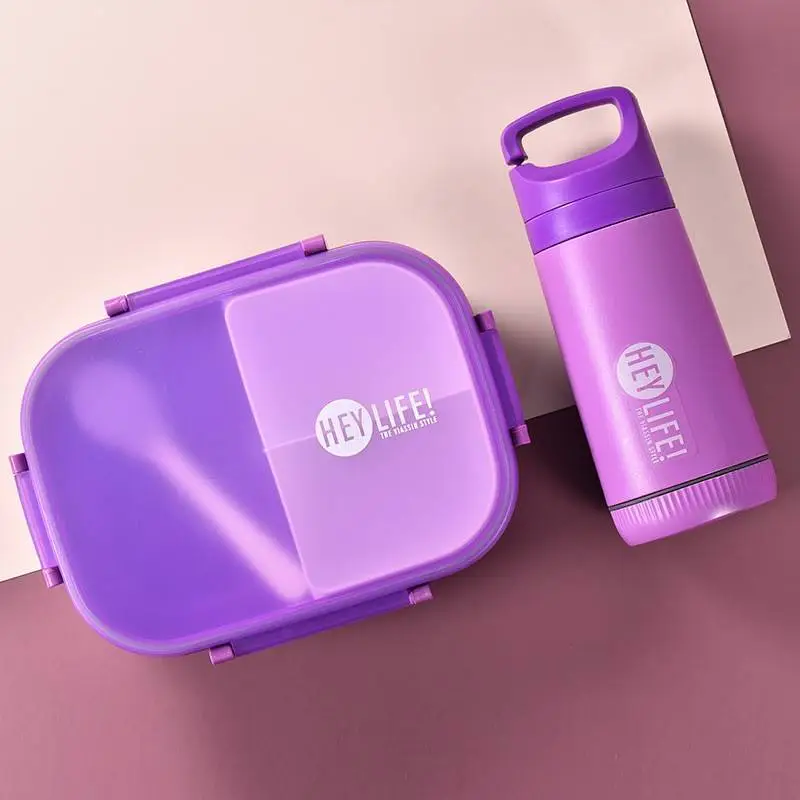 Pattern Color Sealed 3 Grid Lunch Box With Spoon (Rectangular) with Good Price-HongXing 1