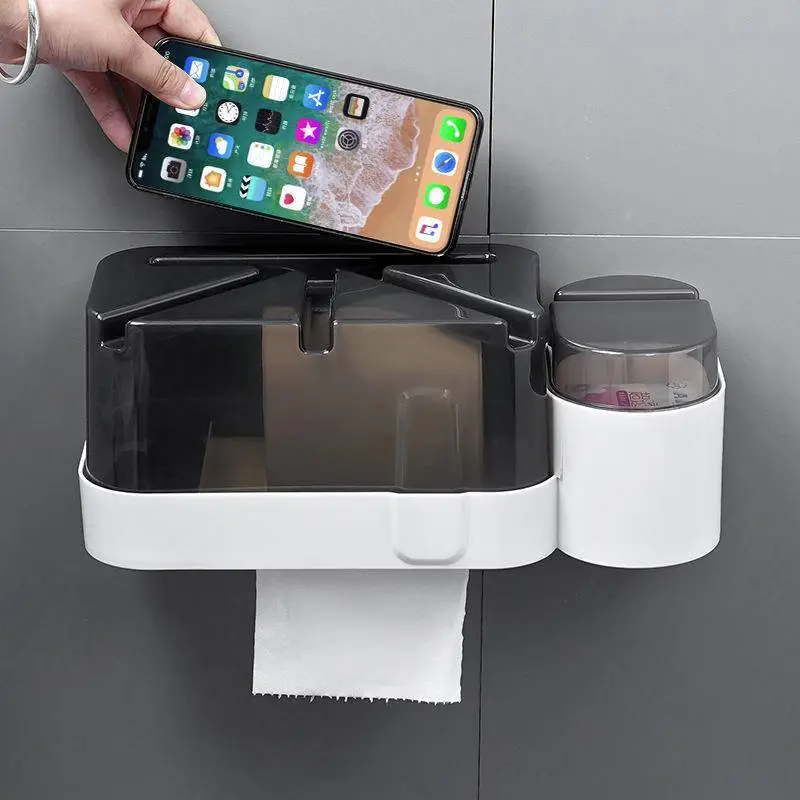 Wall-Mounted Waterproof Paper Drawer, Restroom Punch Free Paper Drawer 1