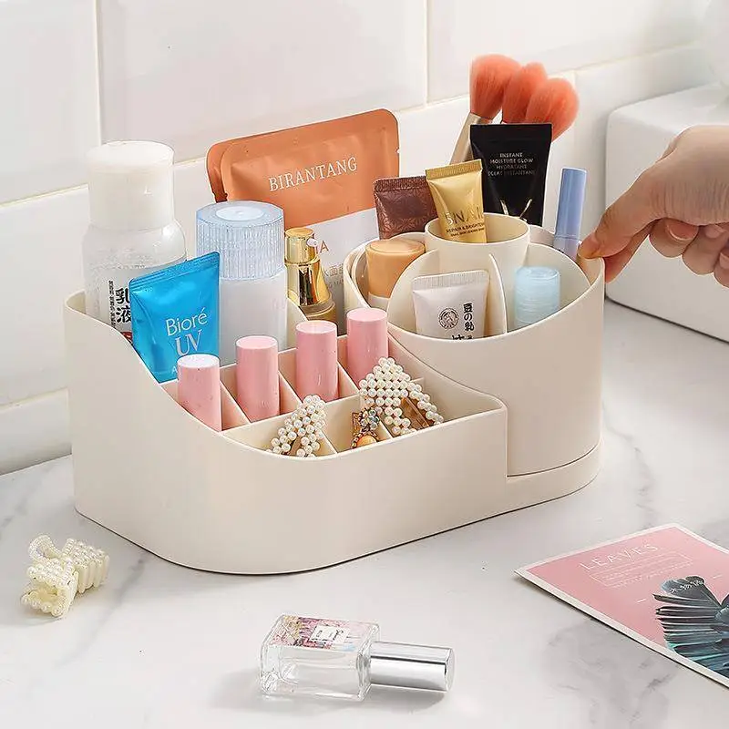 Multi Grid Cosmetic Storage Box, Rotating Pen Holder 1