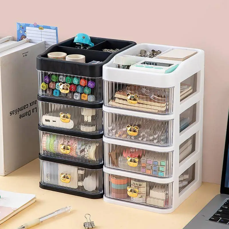 Small multi-layer desktop drawer storage box, Golden Bear Handle 1