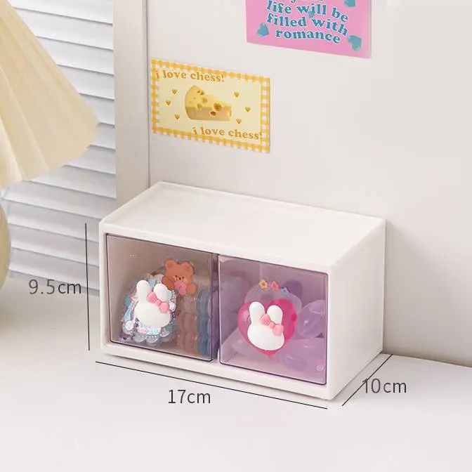 Transparent Stationery Drawer, Cute Rabbit Desktop Drawer 1