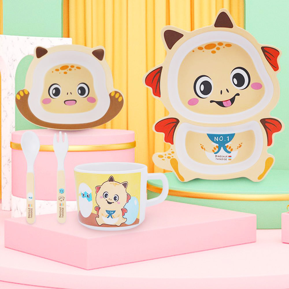 Customized Bamboo Fiber Lunch Box Set (1 cup, 1 bowl, 1 plate, 1 bucket, 1 fork, and 1 spoon) 5