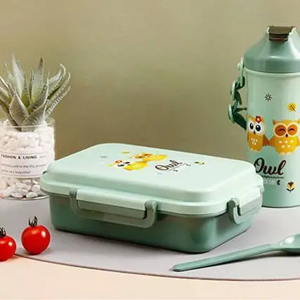 Whimsical Dining: Cartoon Owl Lunch Box for Children 1