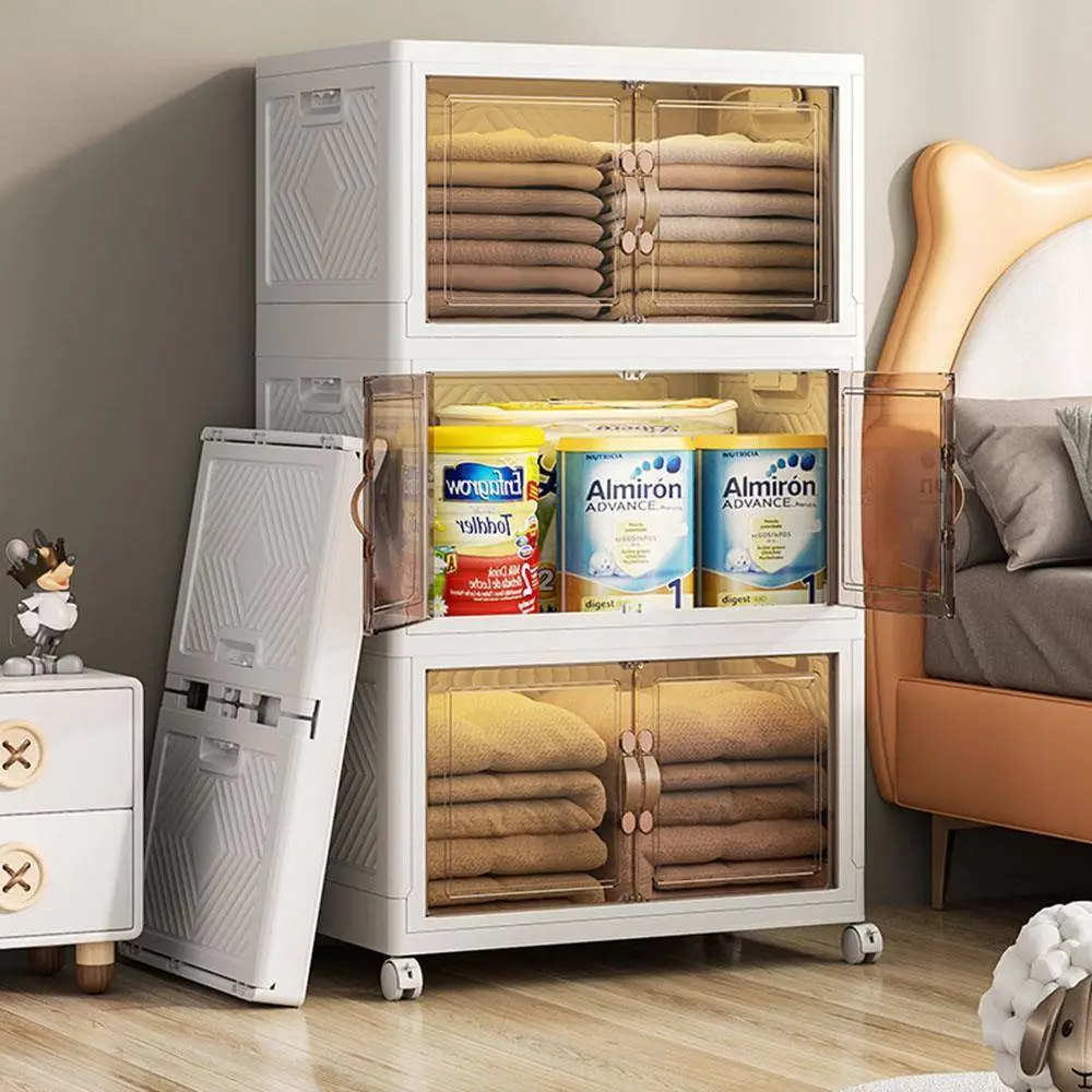 Foldable Double Door Storage Box, Multi-Layer Innovative Storage Cabinet 1