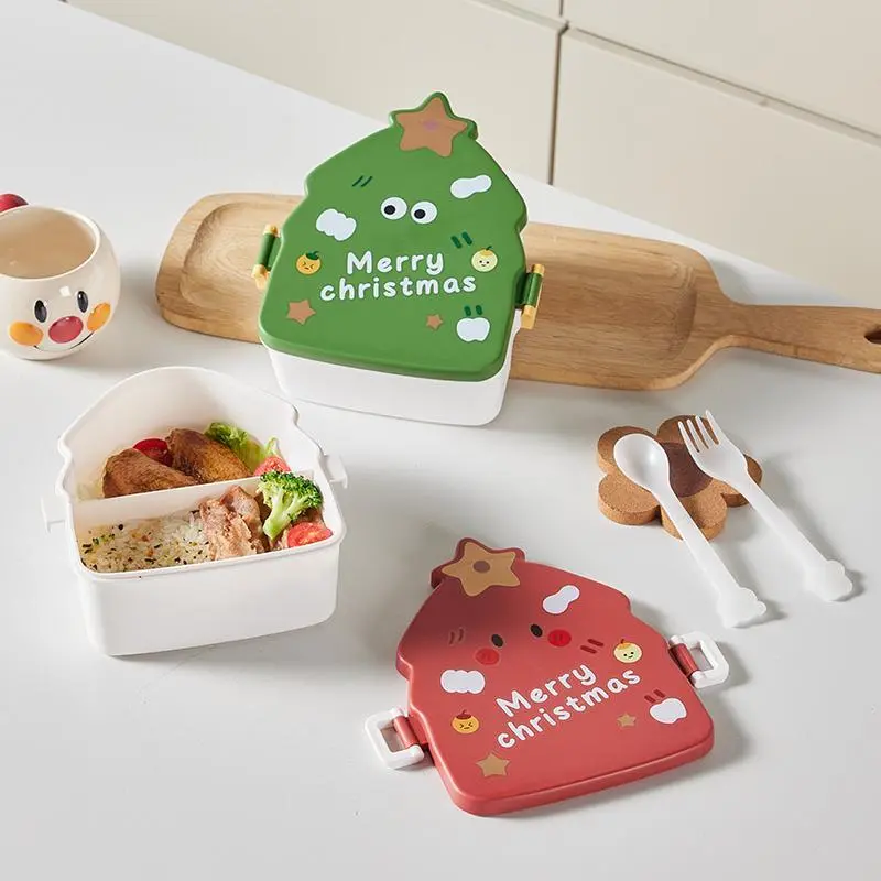 Christmas Tree Lunch Box for Office Workers, Microwave Heated Lunch Box 1