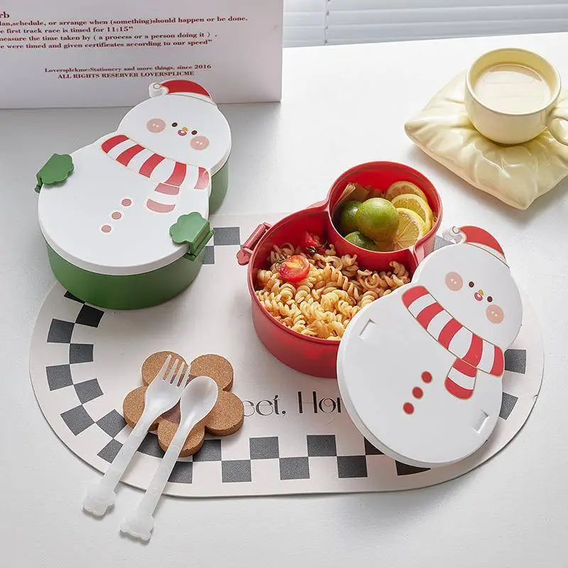 Creative Snowman Shaped Lunch Box with Compartments 1