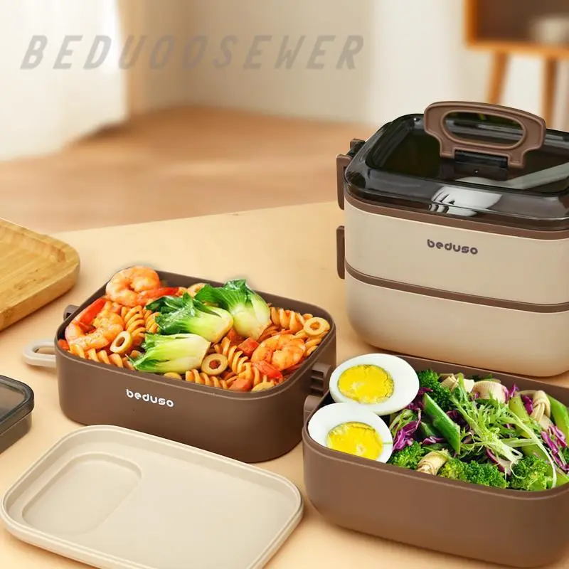 Light Color Portable Double Layer Plastic Bento Box 1