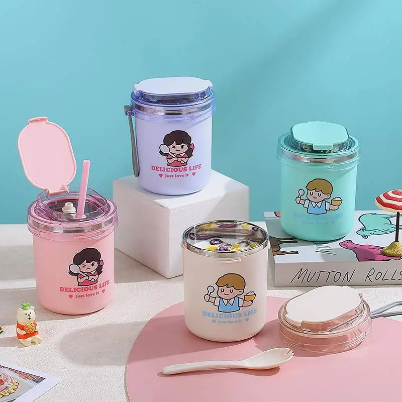 Fashion INS Cartoon Soup Cup (530ML), Stainless Steel Soup Cup 1