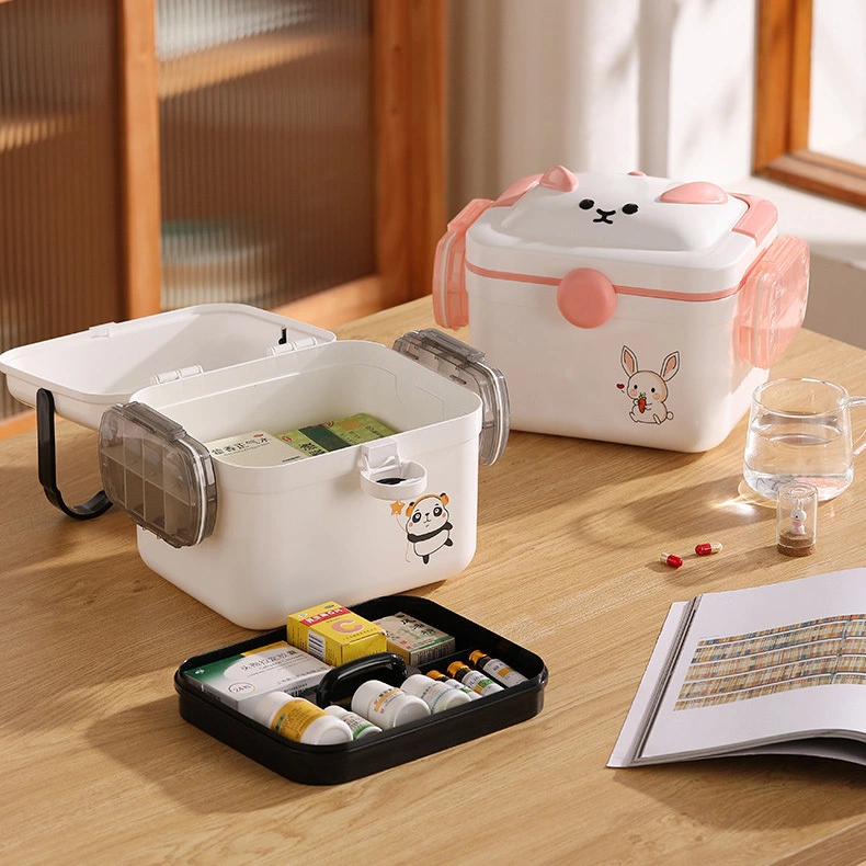 Plastic Double-Layer Cartoon Pattern Storage Box, Medical Box 1