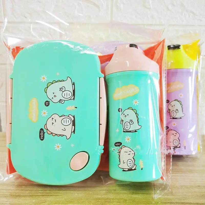 Cartoon Pattern Lunch Box and Water Bottle Set 1