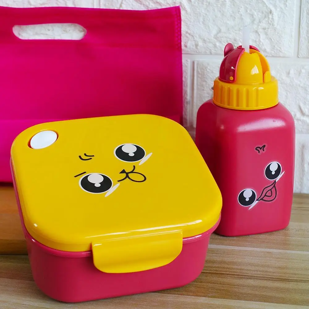 Square Cartoon Lunch Box and Water Bottle Set 1