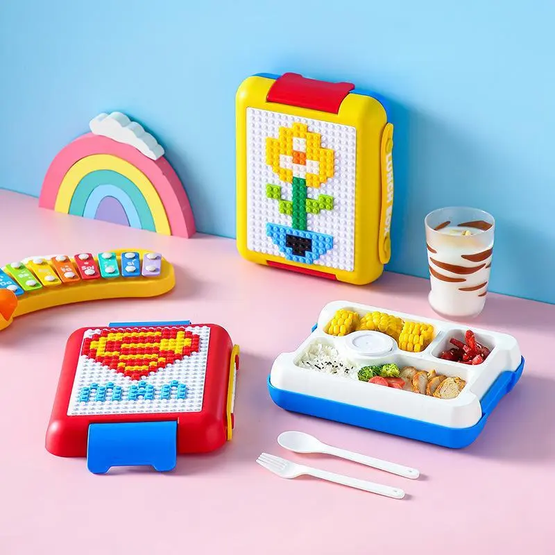 Handheld DIY Pixel Building Block Children's Lunch Box 1