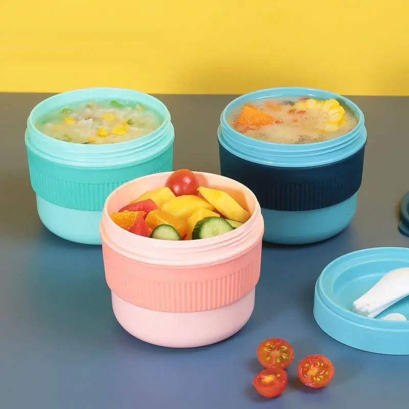 Portable Sealed Soup Cups for Household and Outdoor Use, Double Layered Plastic Soup Bowls 1