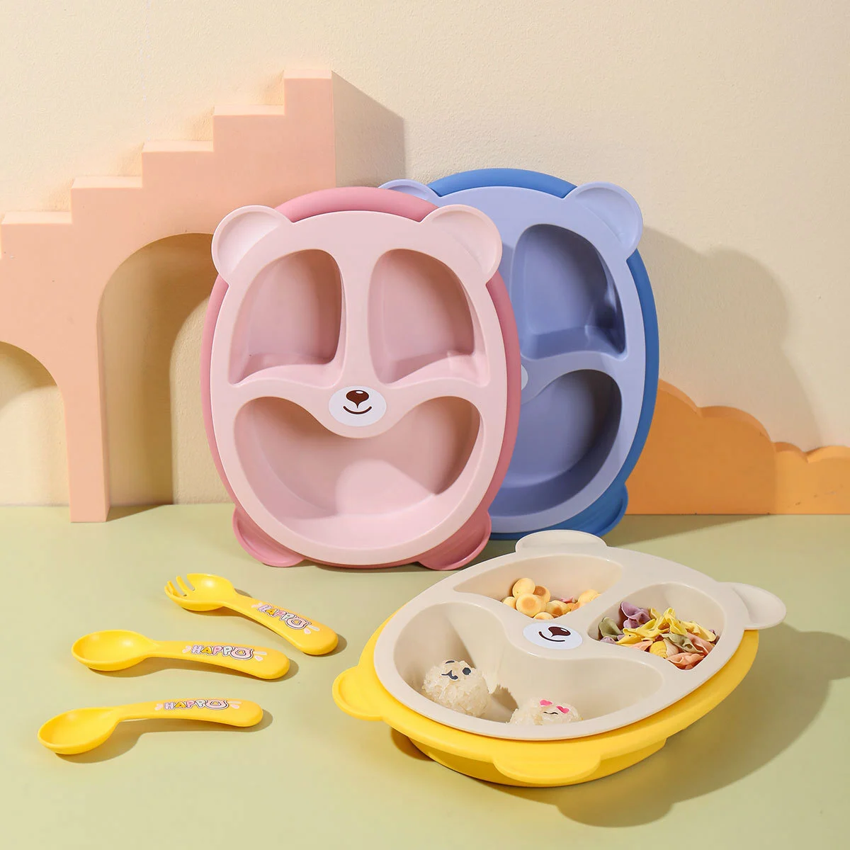 Cool Nose Bear Set Children's Tableware (Spoon + Fork + Bowl + Cup) 1