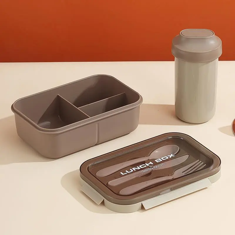 Colored Simple Portable Lunch Box and Water Bottle Set for Students 1