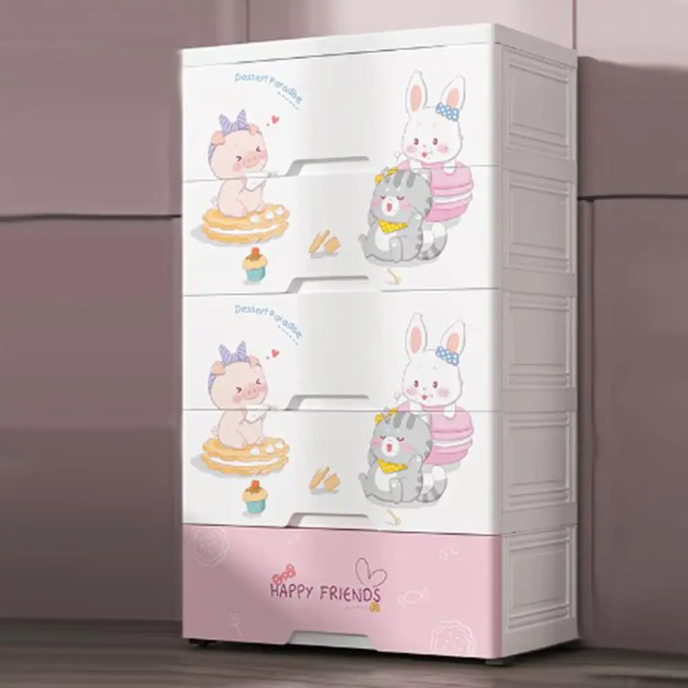 Cartoon Drawer Storage Cabinet, Plastic Children's Clothing and Toy Sorting Cabinet 1