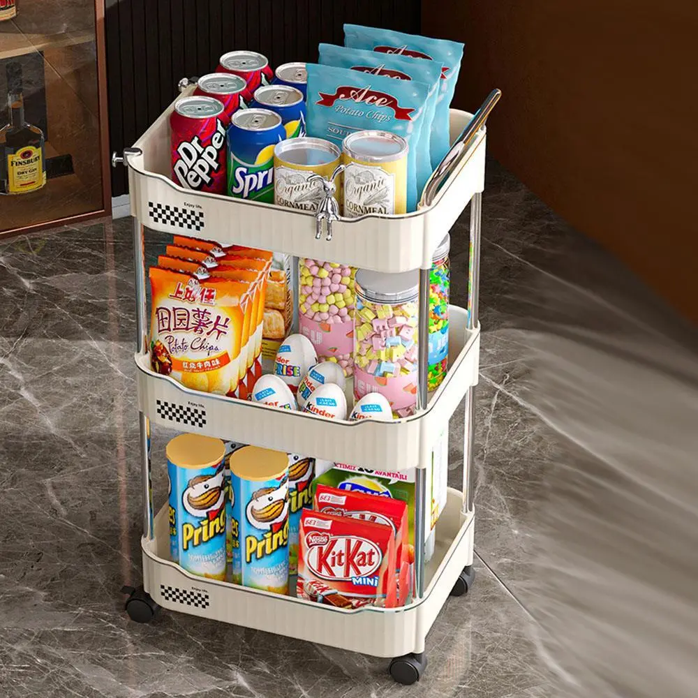 Cream style small cart storage rack 1