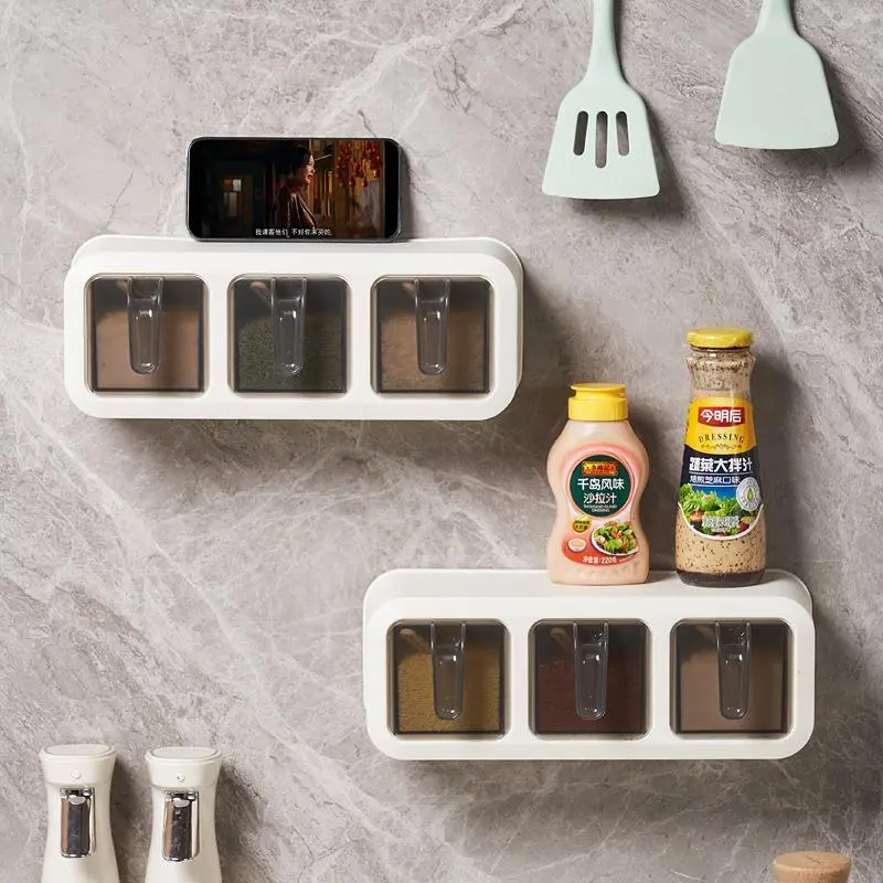 Kitchen Seasoning box, Wall Mounted Oil Salt Monosodium Glutamate Storage Box 1
