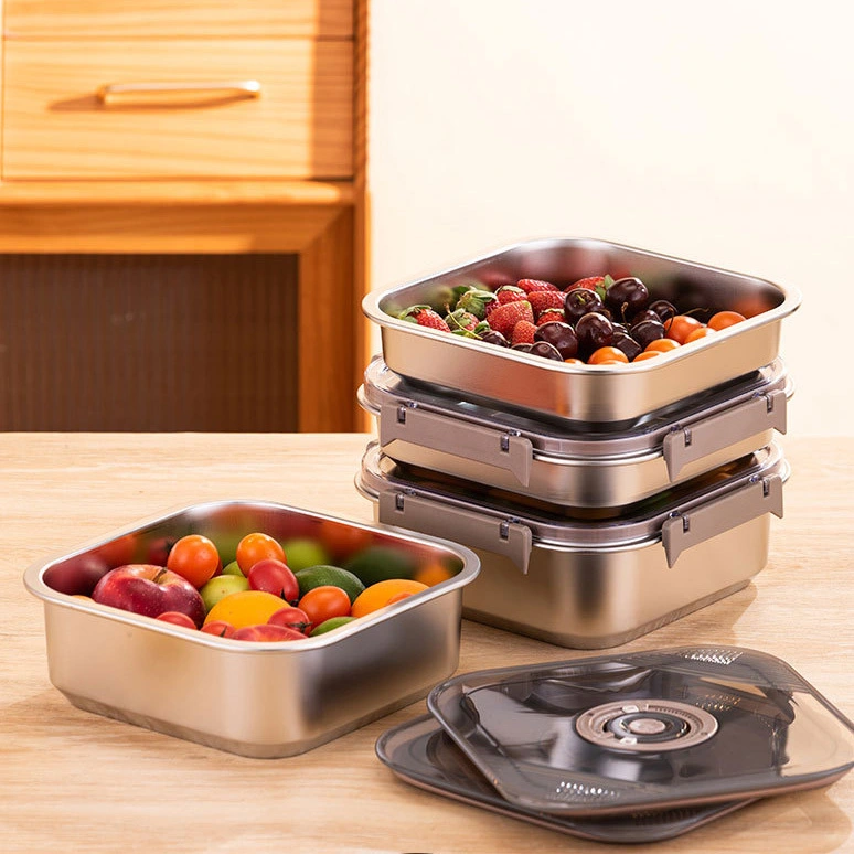 Stainless Steel Square Sealed Fresh-keeping Box 1