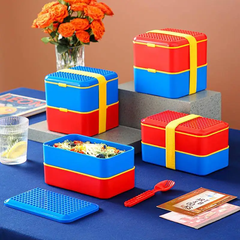 Children's Building Blocks Creative Strap Double layered Lunch Box 1