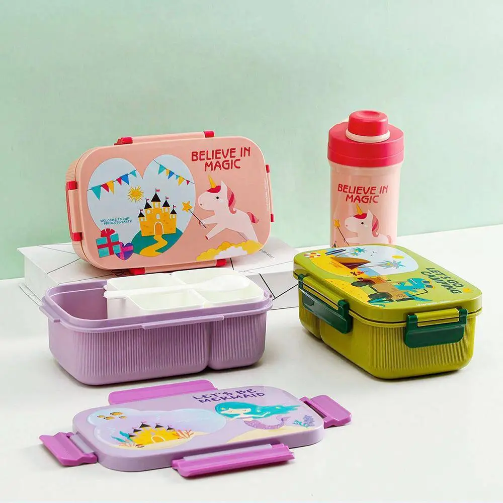 Cartoon Rectangular Multi Compartment Plastic Lunch Box 1