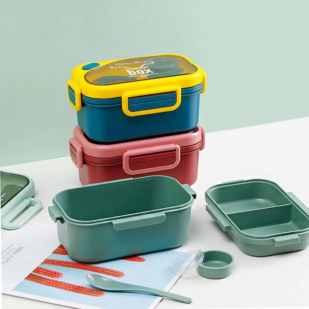 Simple Rectangular Plastic Double-layer Multi Compartment Lunch Box 1