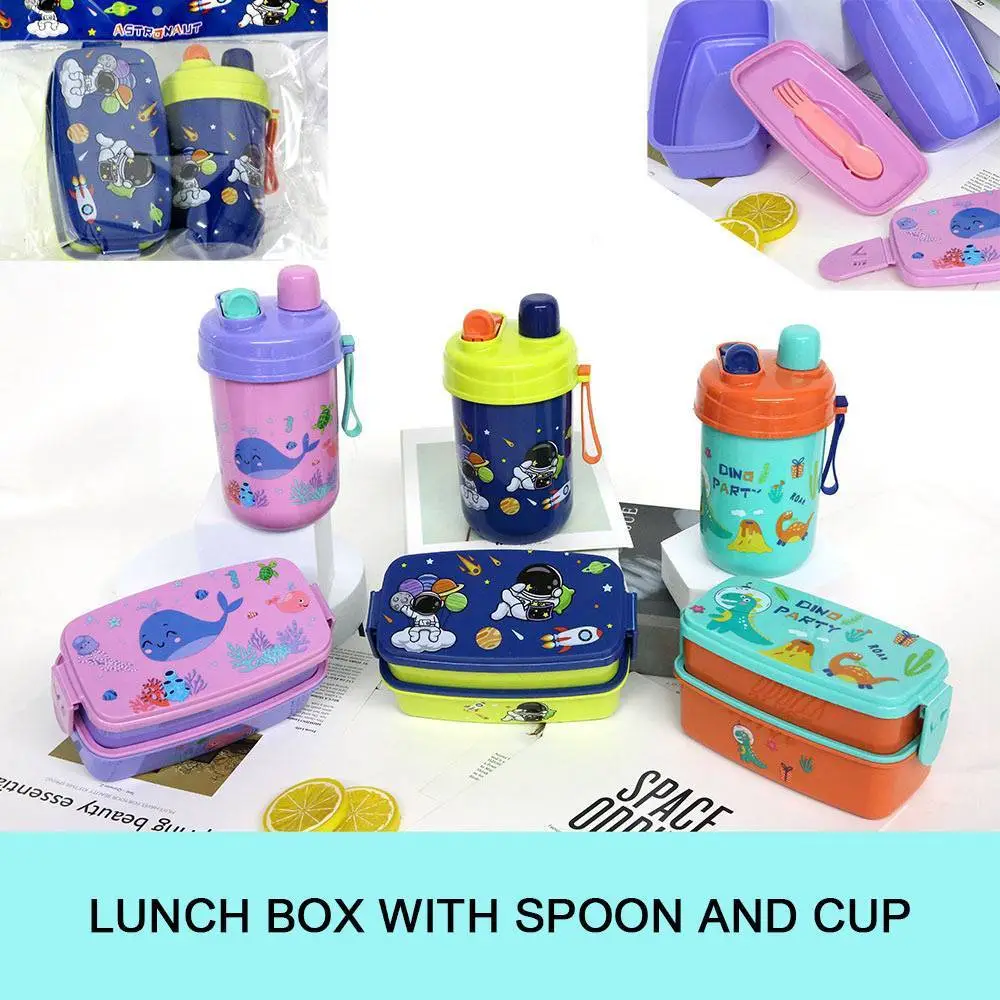 Cartoon Pattern Double-layer Lunch Box Set 1