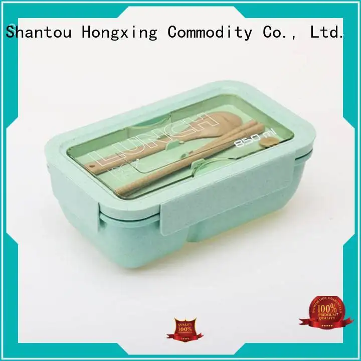 Wheat straw material microwavable bento style lunch box with spoon and chopsticks1 1