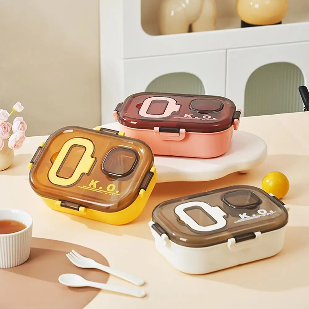 Three Compartment Portable Lunch Box, Microwave Heated Food Grade KO Lightweight Bento Box 1