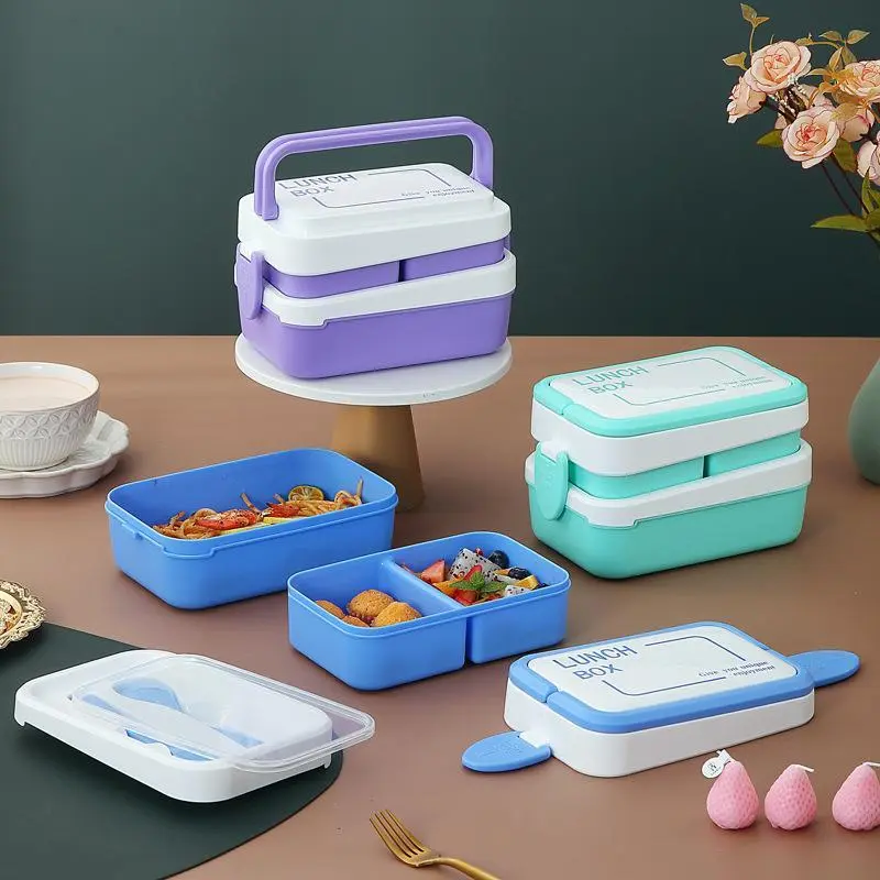 HongXing Childrens Plastic Lunch Box, Double Layered Portable Japanese Style Bento Lunch Box 1