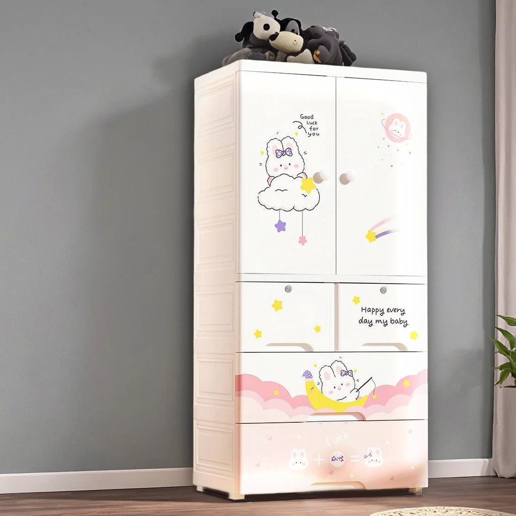 Large Pink Bunny Kids' Multi-Layer Storage Drawer Cabinet 1