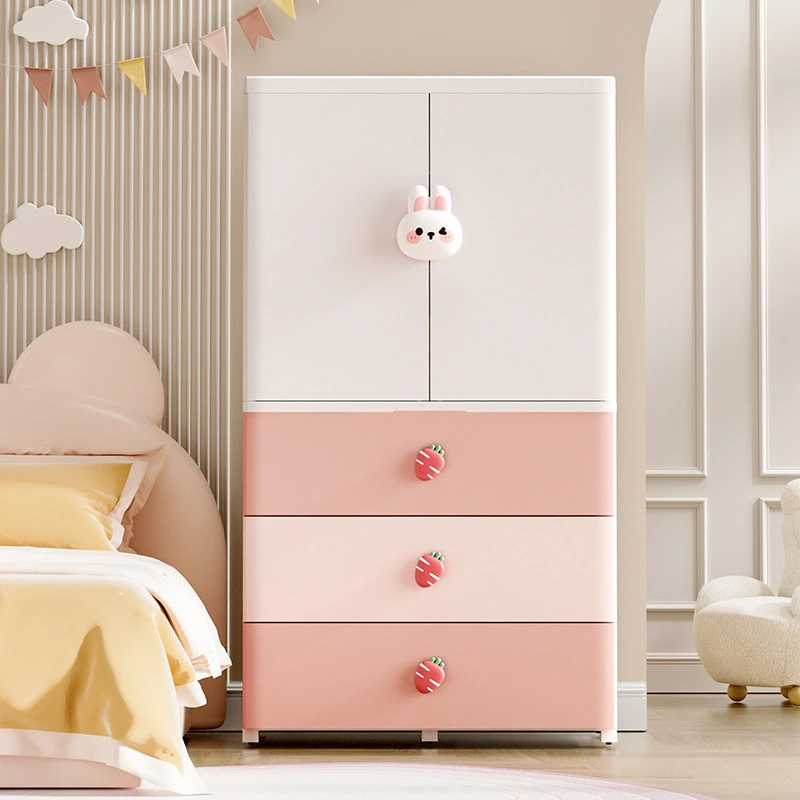 Pink Rabbit Double Door Hanging Clothes Drawer Cabinet 1