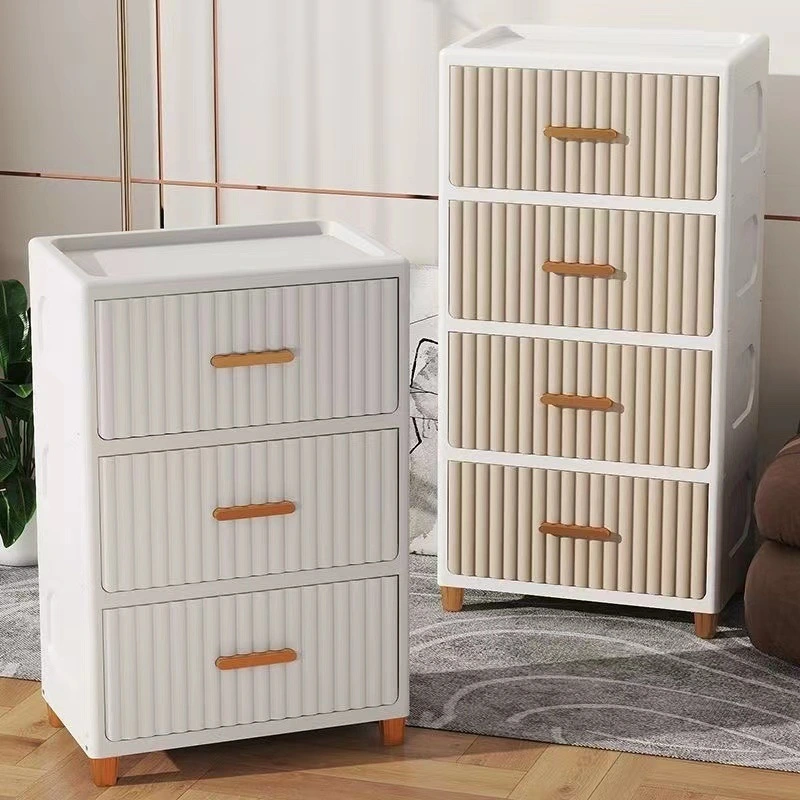 Light Luxury Storage Cabinet, PP Striped Minimalist Anti Falling Layered Drawer 1