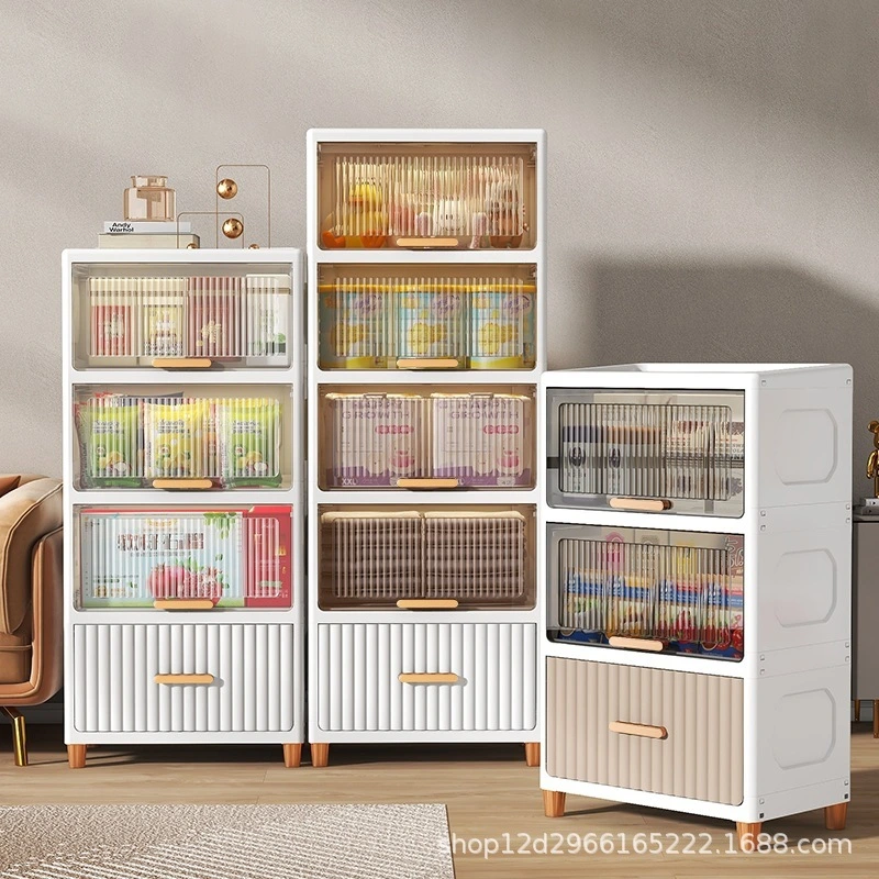 Vertical Transparent Panel Layered Drawer Cabinet 1