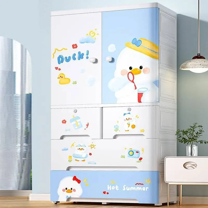 Multi Functional Cartoon Pattern Hanging Clothes Style Five Layer Storage Cabinet 1