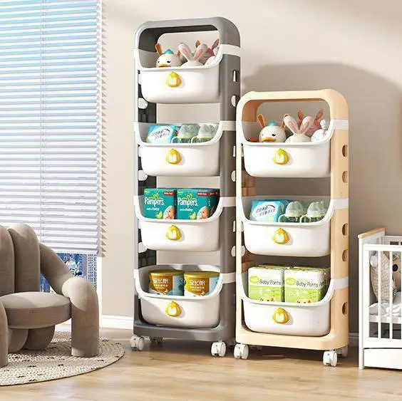 Penguin Cartoon Toy Storage Rack with Pulley 1
