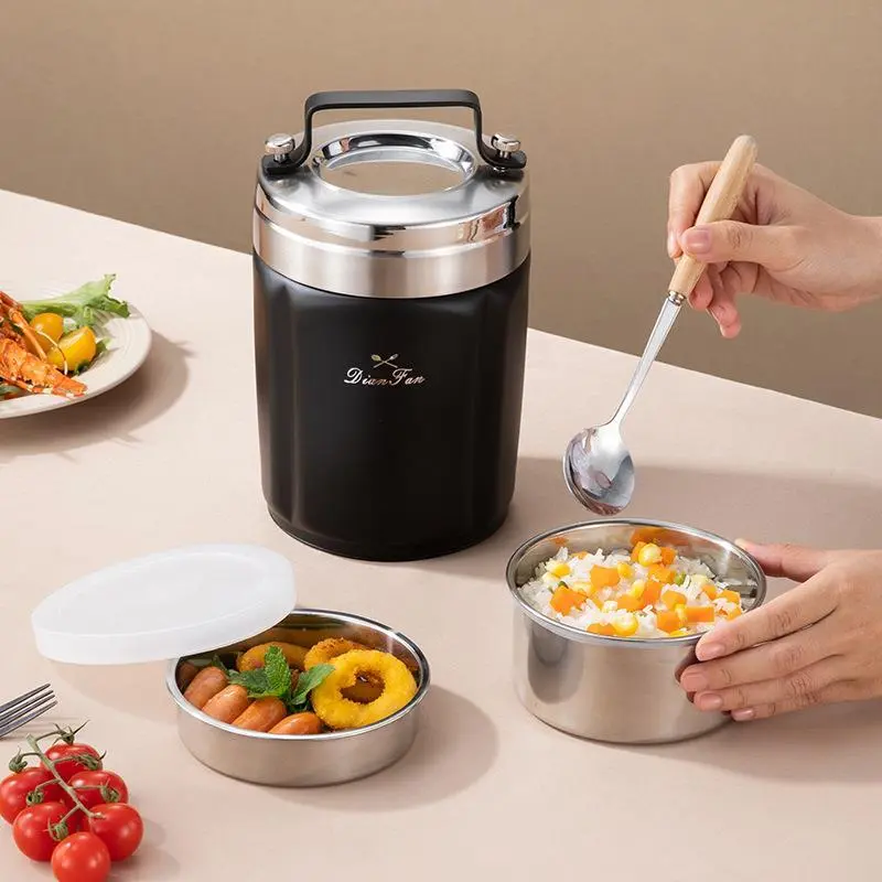 HongXing Bento Style Lunches for Adults, Stainless Steel Circular Insulated Lunch Box 1