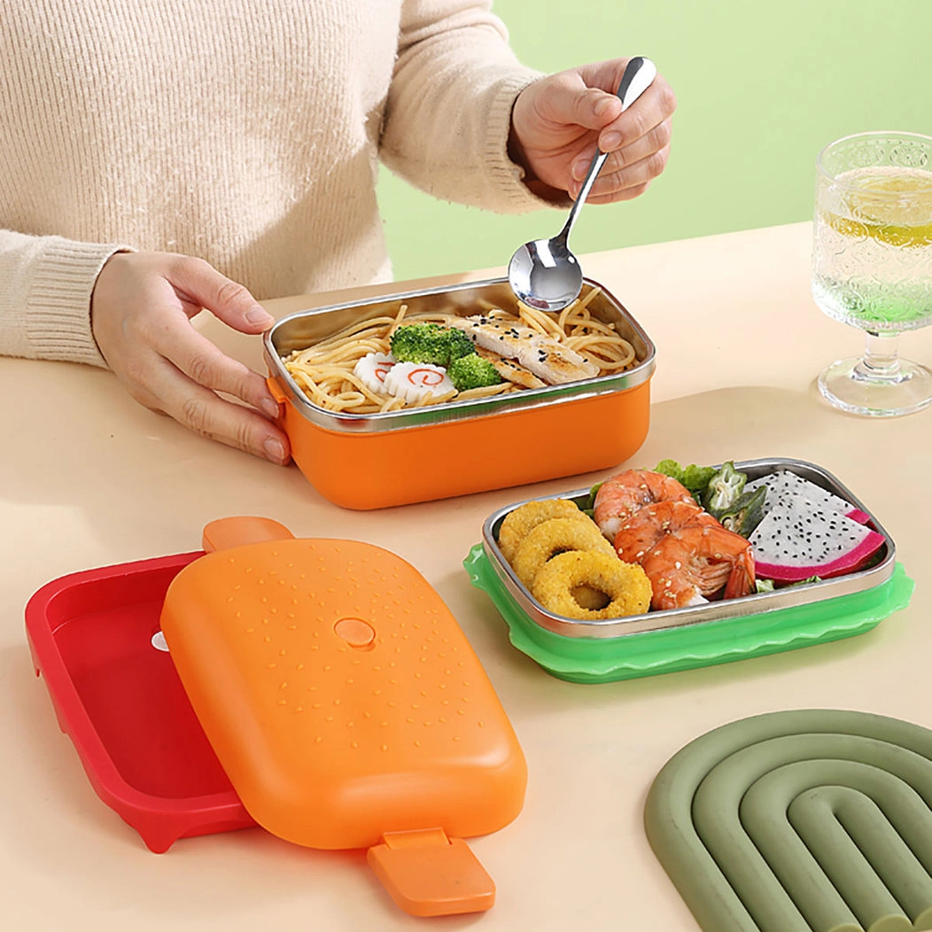 HongXing Plastic Kitchen Containers with Lids, Simulated Burger Stainless Steel Lunch Box 1