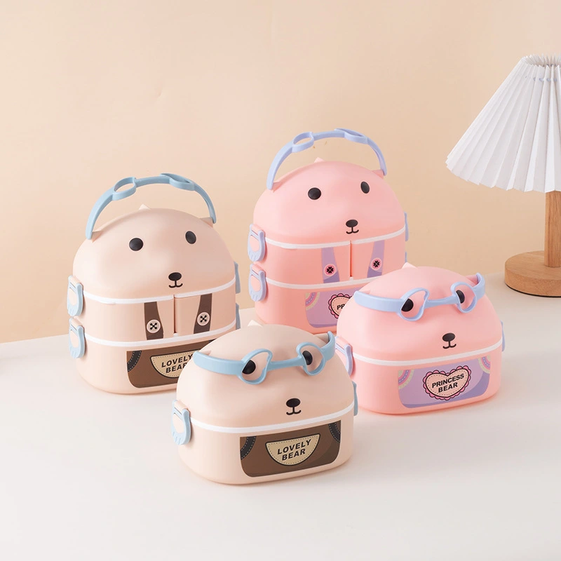 HongXing Portable Microwave Lunch Box, Double Layered Cartoon Glasses Lunch Box 1