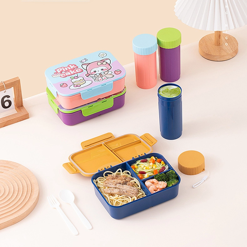 HongXing Children's Bento Lunch Box, Multi Compartment Cartoon Style Student Lunch Box 1