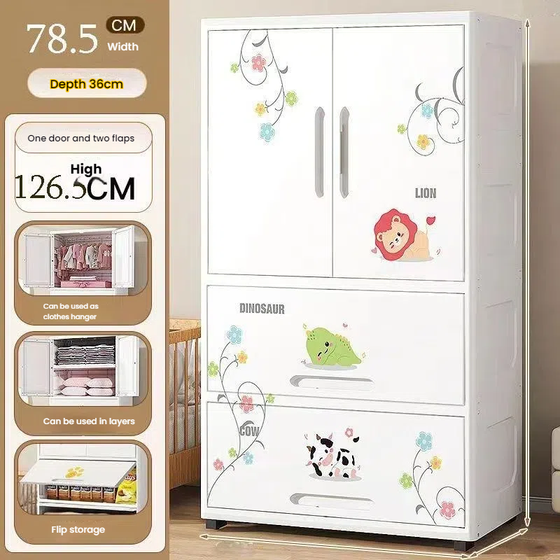 Cute Pattern Baby Wardrobe, Large Capacity Storage Cabinet 7